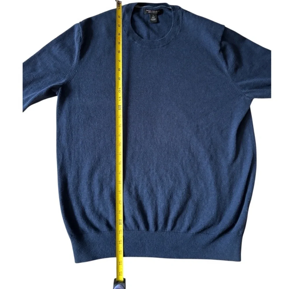 Banana Republic Men's Navy Blue Cashmere Blend Crewneck Sweater Size Large